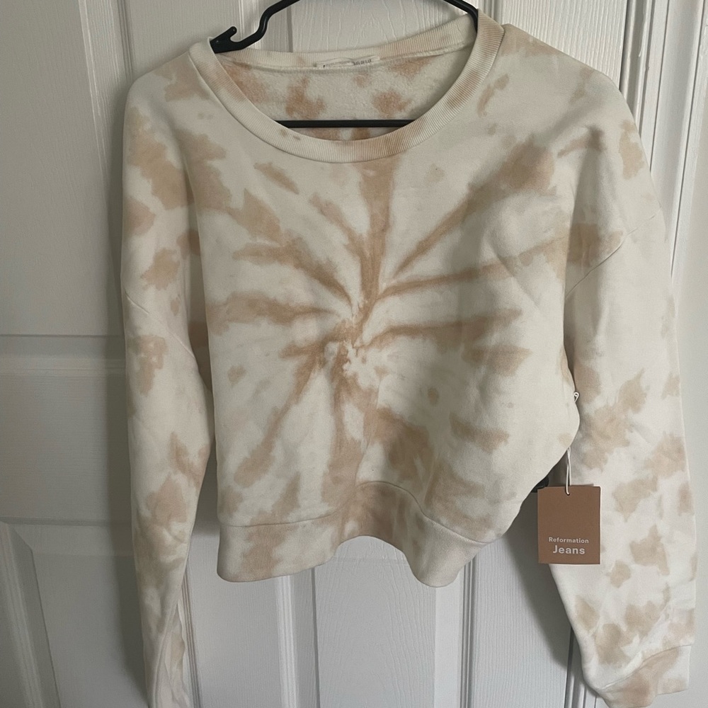 REFORMATION cropped tie dye crewneck